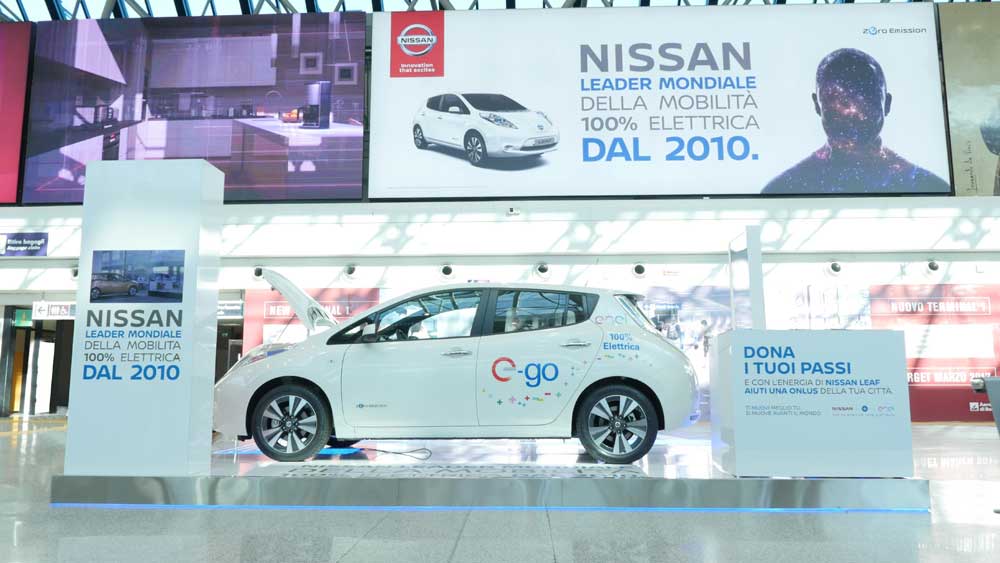 Nissan Leaf: l’elettrica protagonista all’aeroporto Fiumicino di Roma